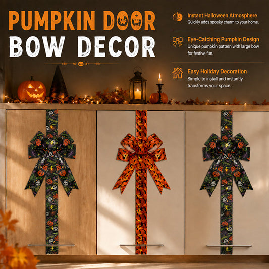 🎃✨ Limited Time Halloween Deal – LED Lighted Halloween Cabinet Bow Decoration | Glowing Pumpkin & Ghost Ribbon for Doors, Cabinets & Home Decor 👻