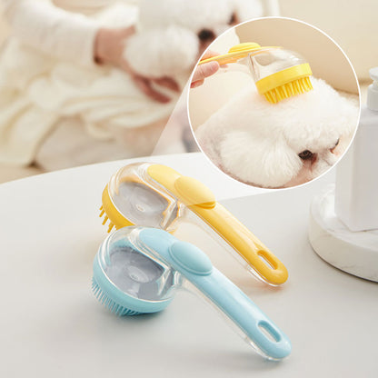 Pet Bath Brush with Long Handle & Shampoo Dispenser