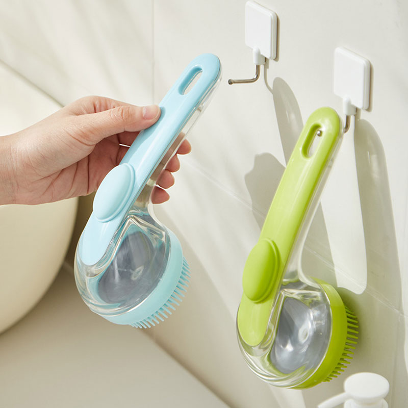 Pet Bath Brush with Long Handle & Shampoo Dispenser