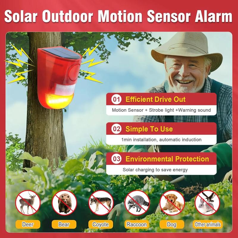 🎉 2026 Sale — Over 25,300 Sold!🌞 Solar Powered IR Motion Sensor Animal Repeller 110dB Alarm IP65 Waterproof ✨