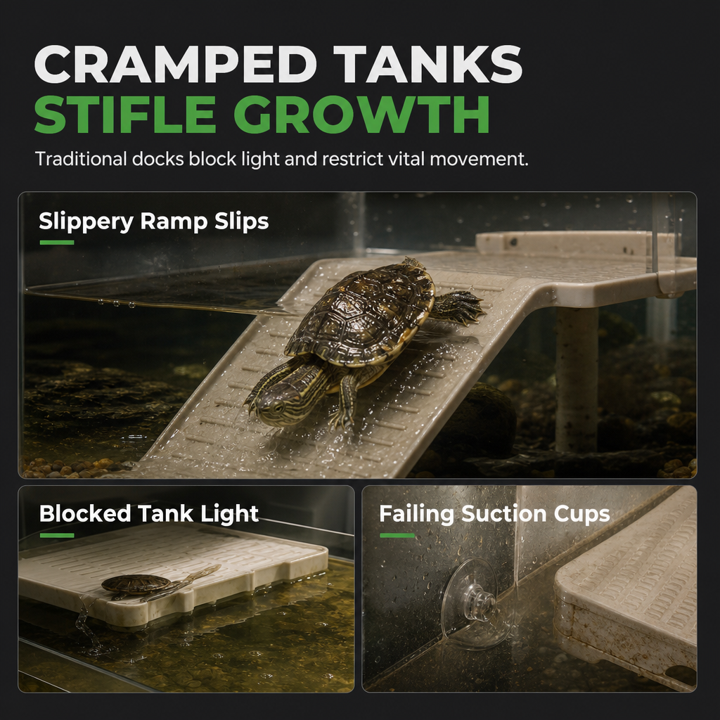 🐢 LIMITED-TIME 50% OFF! ☀️ Hanging Turtle Basking Platform – Clear Acrylic, Non-slip Ramp, Adjustable Mount ✨