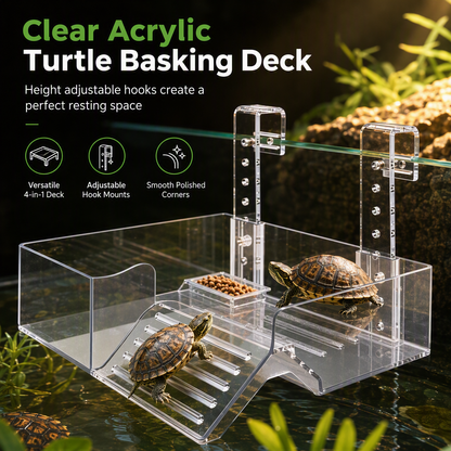 🐢 LIMITED-TIME 50% OFF! ☀️ Hanging Turtle Basking Platform – Clear Acrylic, Non-slip Ramp, Adjustable Mount ✨
