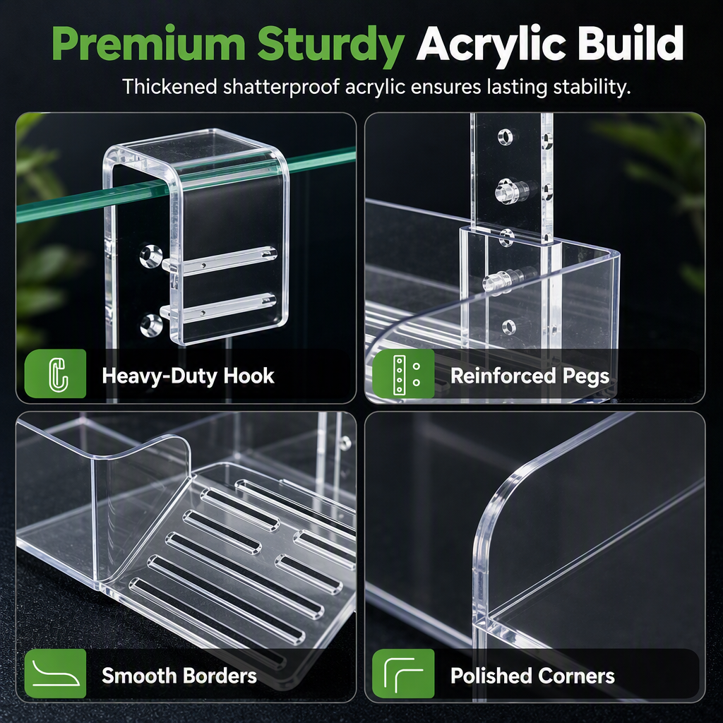 🐢 LIMITED-TIME 50% OFF! ☀️ Hanging Turtle Basking Platform – Clear Acrylic, Non-slip Ramp, Adjustable Mount ✨