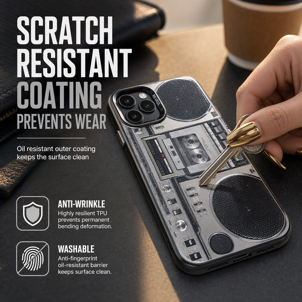 📀📱Retro Vinyl Record-Pattern TPU Phone Case | Electroplated Laser-Etched Reflective Design🎶
