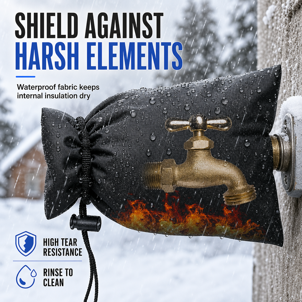 ⏳ TIME-LIMITED SPECIAL ⏰❄️ Insulated Outdoor Faucet Cover – Padded Oxford Cloth Shell with Layered Insulation Retains Warmth, Water-Repellent Outer Protects from Rain & Snow – Quick Install 3 Sizes for Winter Freeze Protection 🧊