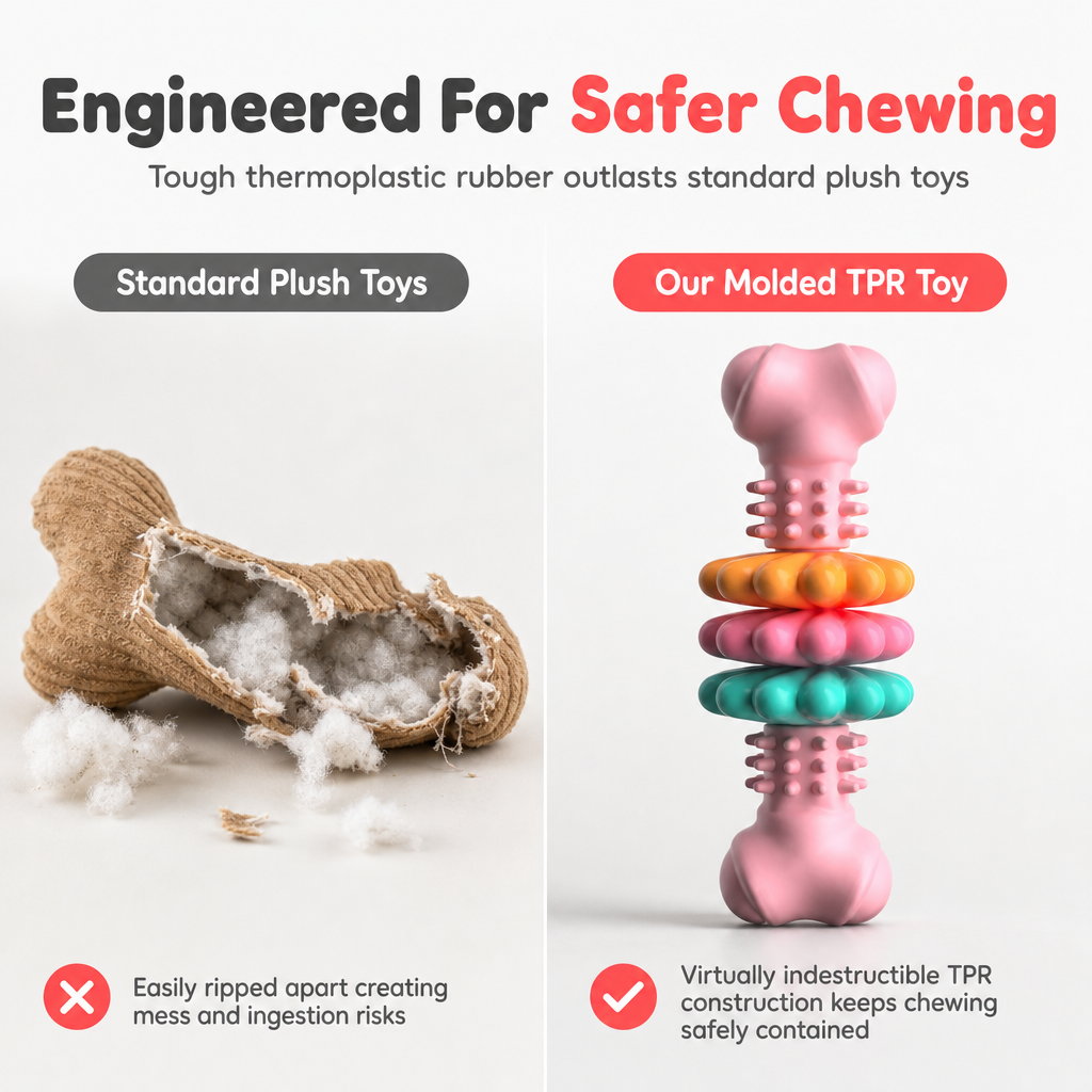 🐶Durable TPR Bone Shaped Dog Chew Toy Bite Resistant Teething Toy for Large Dogs🦴