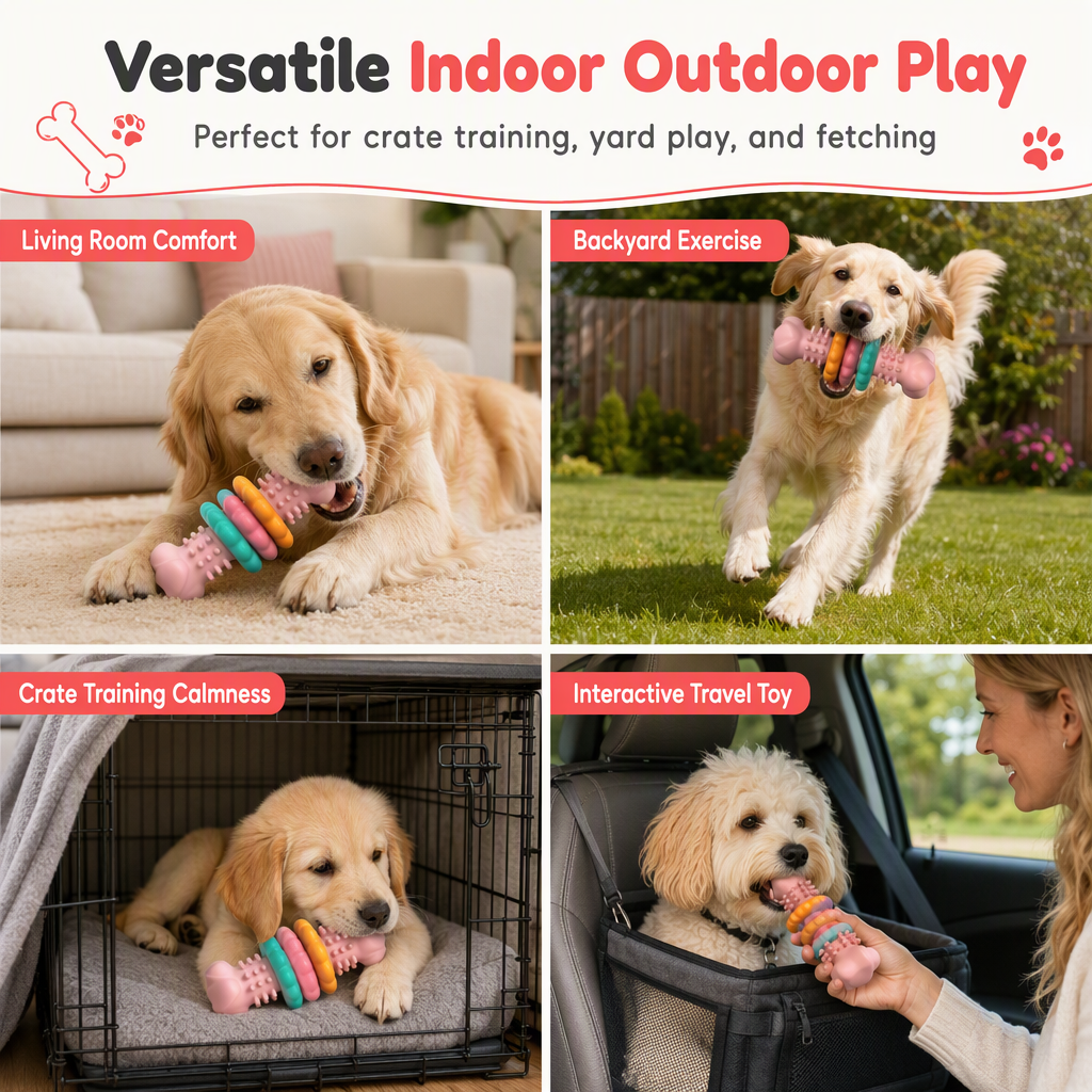 🐶Durable TPR Bone Shaped Dog Chew Toy Bite Resistant Teething Toy for Large Dogs🦴