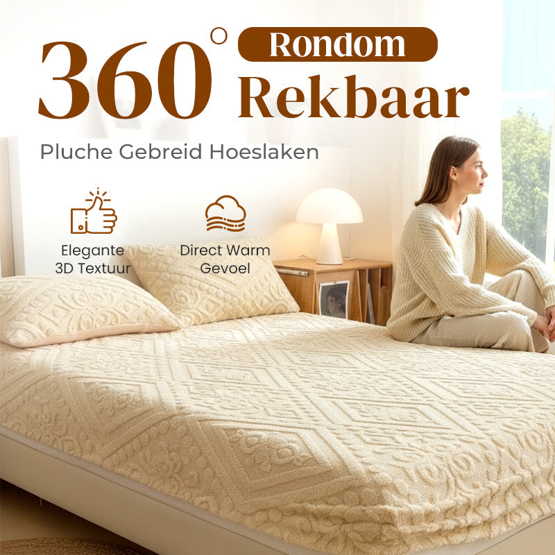 🛏️ 360° All-Around Stretch Plush Knit Fitted Sheet☁️– Soft, Snug & Easy to Put On, Cosy Comfort for Every Bed ✨