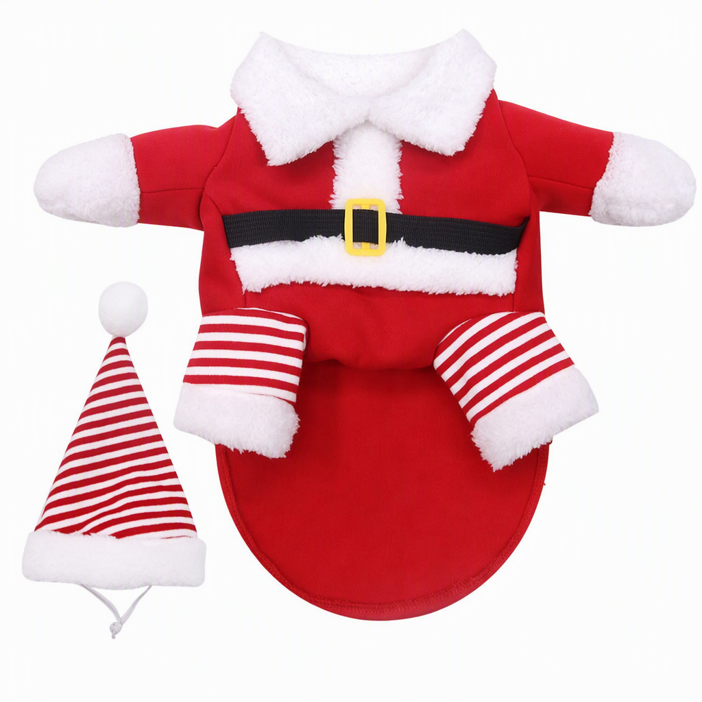 🎄 50% OFF! ✨ Christmas Pet Costume for Dogs & Cats – Hilarious 3D Standing Santa Suit with Integrated Stuffed Hands, Plush Warmth Premium Stitching & Thick Velvet Trim – Lightweight Holiday Outfit for Cats & Dogs 🐾