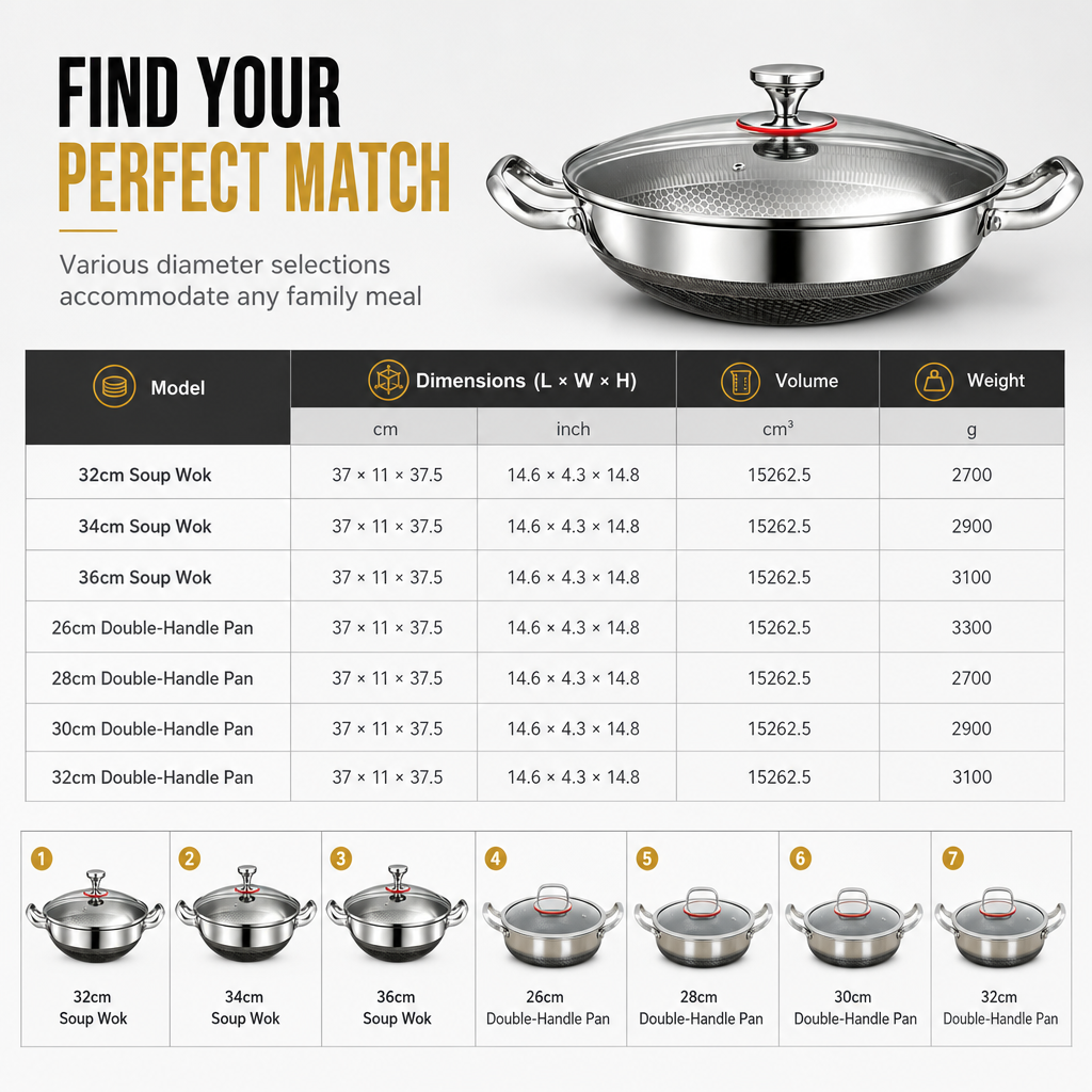 ⏳Limited-time 50% off💥 Thickened Stainless Steel Nonstick Stir Fry Pan with Lid Flat Bottom Cooking Wok with Dual Handles