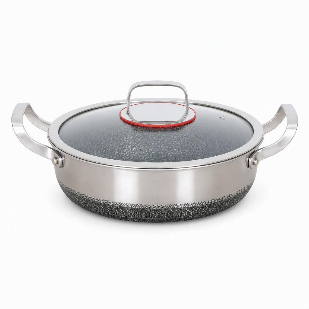 ⏳Limited-time 50% off💥 Thickened Stainless Steel Nonstick Stir Fry Pan with Lid Flat Bottom Cooking Wok with Dual Handles
