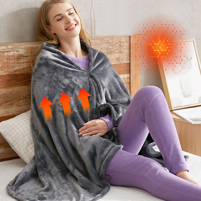 🧥 50% OFF! ♨️ USB Heated Flannel Blanket – Shawl design & cosy warmth ✨