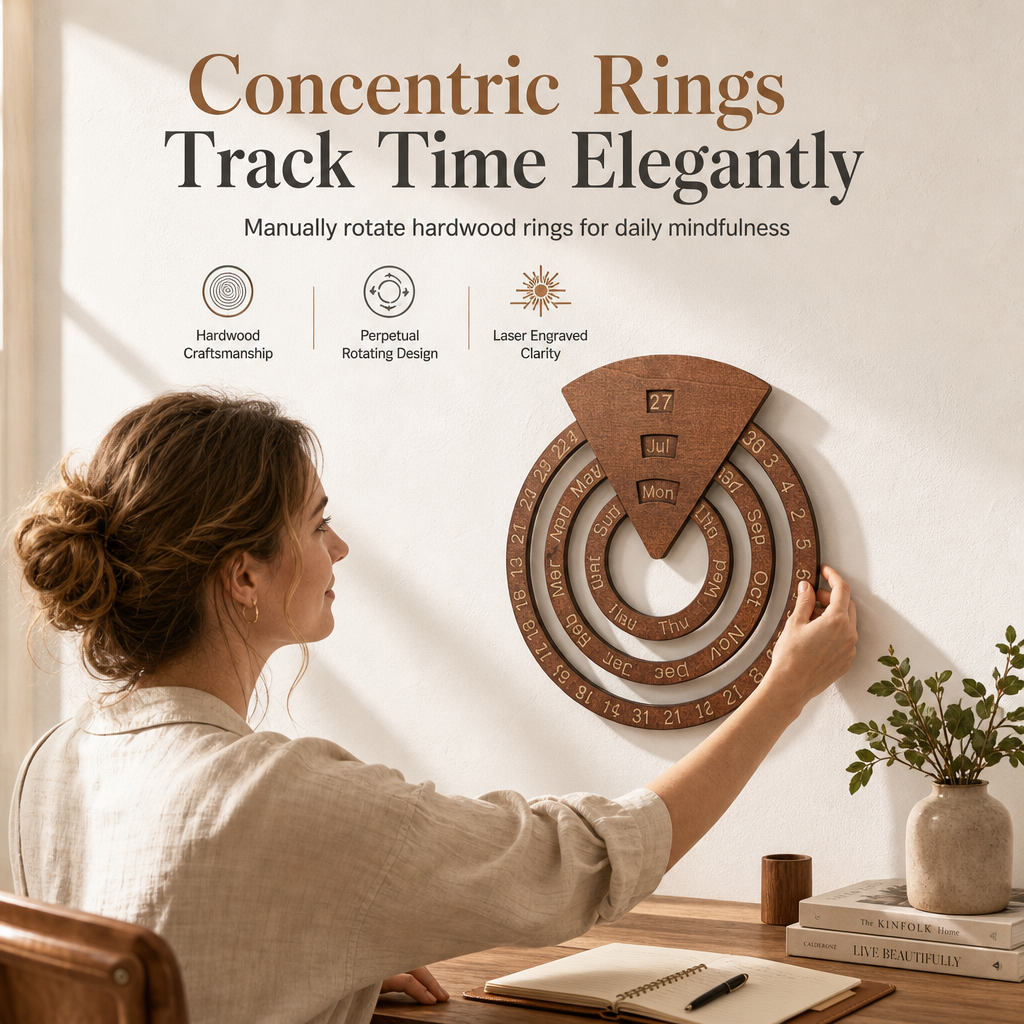 🎁2026 New Arrivals 50% OFF💥Circular Wooden Rotating Perpetual Calendar – Artistic, Interactive, Timeless ✨