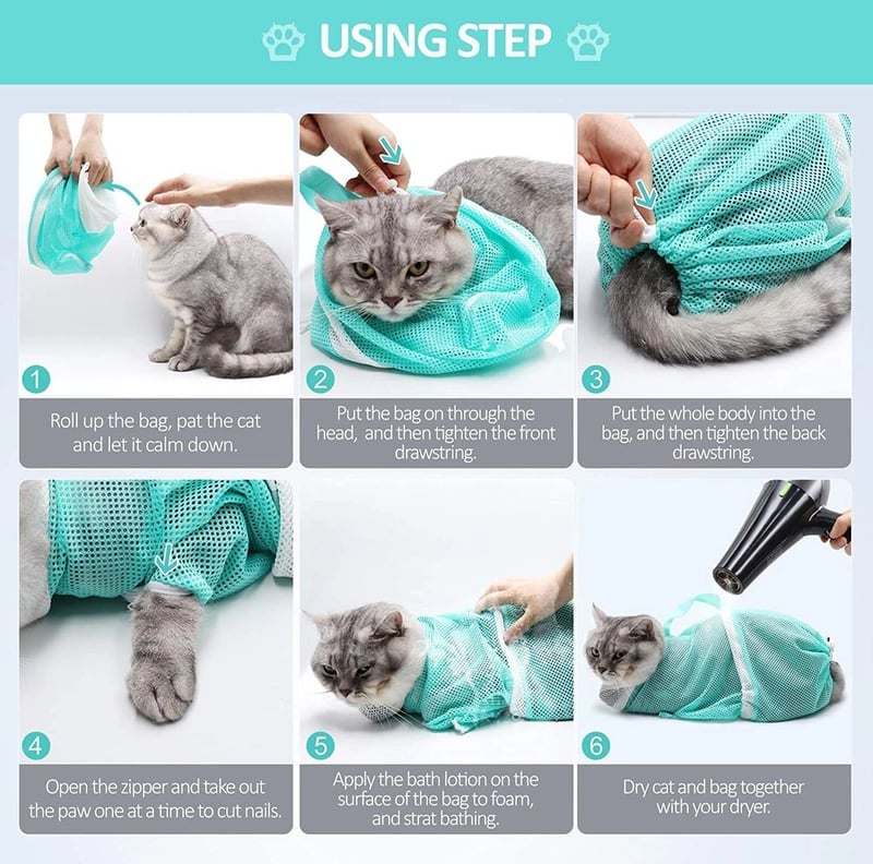 🐱 50% OFF! ✨ Multi-Functional Cat Grooming & Bathing Bag – Anti-Scratch Breathable Mesh Bag for Nail Trimming 🛁