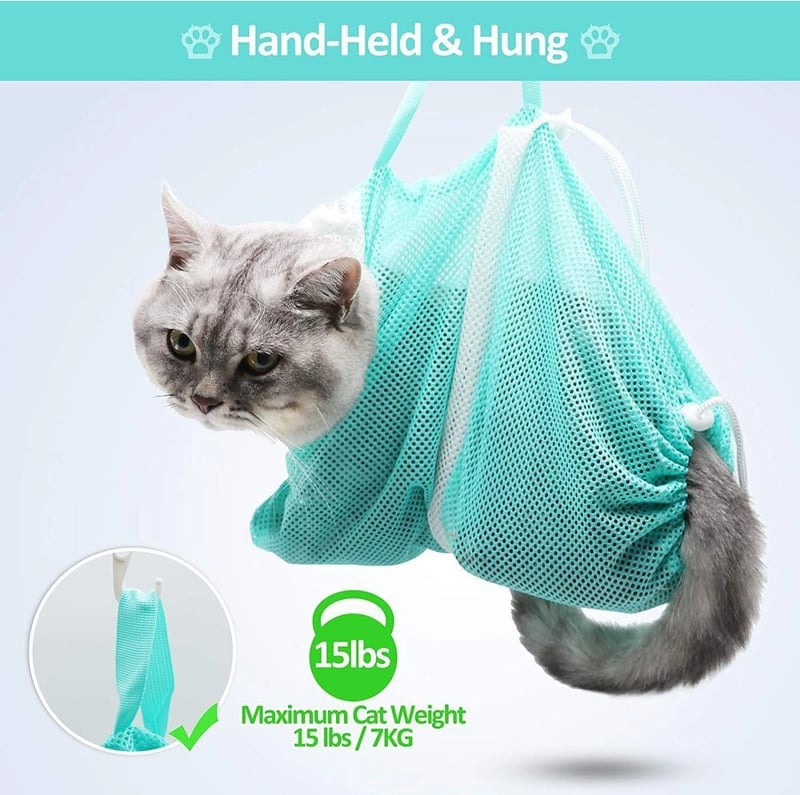 🐱 50% OFF! ✨ Multi-Functional Cat Grooming & Bathing Bag – Anti-Scratch Breathable Mesh Bag for Nail Trimming 🛁