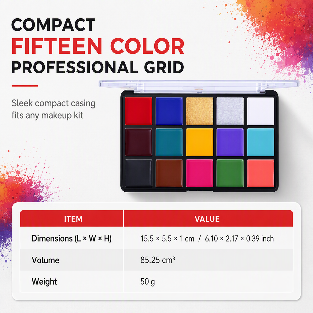 15 Colors Oil Based Face and Body Paint Palette