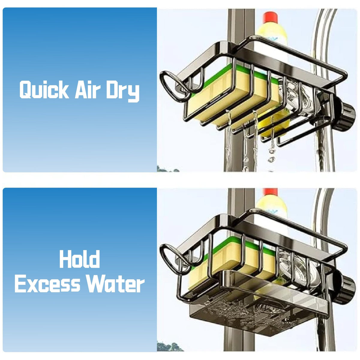 ⏳Time-Limited Special⏰Faucet Sponge Holder Rack – space aluminum, rustproof, fast-drying, no tools. Organize sink & bathroom instantly! 🛡️✅
