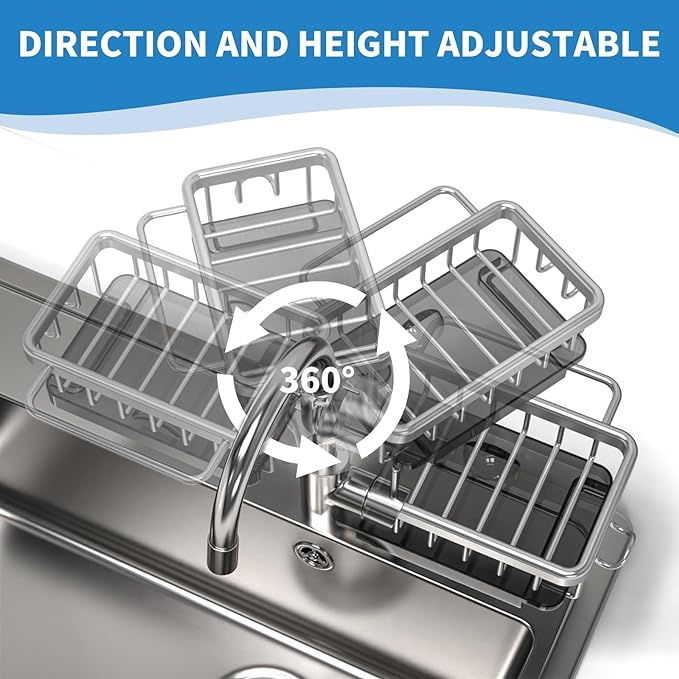 ⏳Time-Limited Special⏰Faucet Sponge Holder Rack – space aluminum, rustproof, fast-drying, no tools. Organize sink & bathroom instantly! 🛡️✅