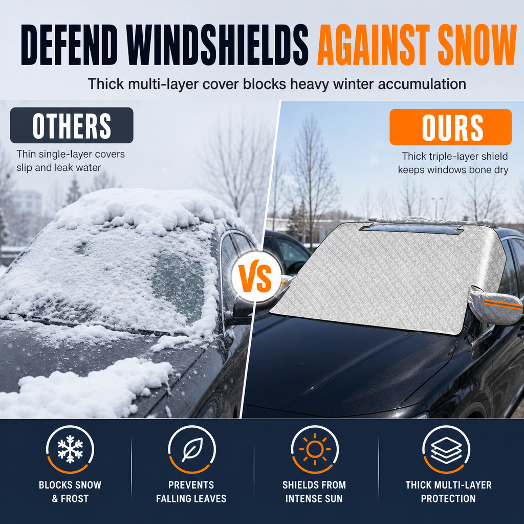 ⏳Time-Limited Special⏰Thickened Magnetic Car Windshield Snow Cover Winter Front Windshield Half Cover for Sedans and SUVs