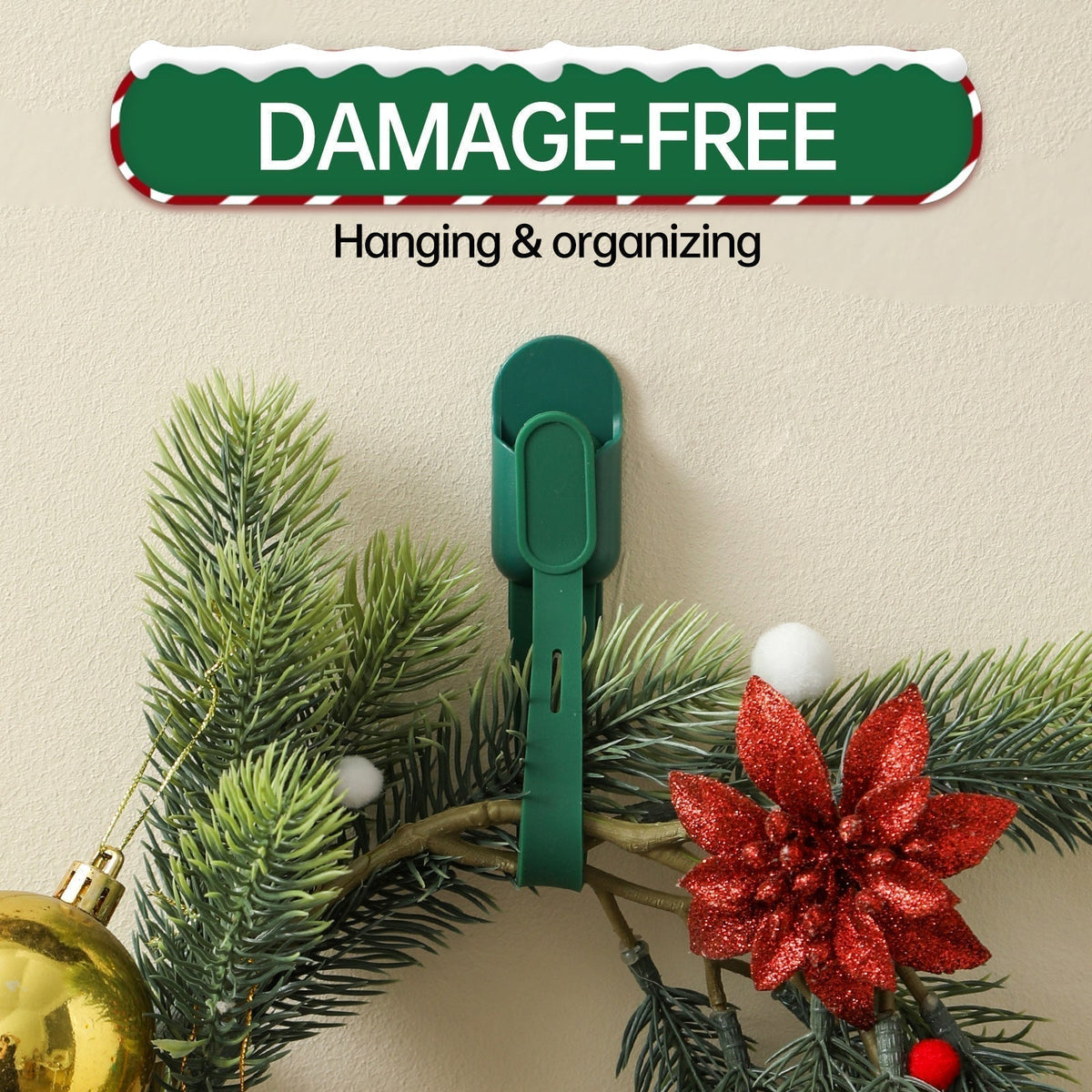 📢📢50% OFF !! ⏰ Silicone Christmas Wreath Ties & Hooks (5 Pcs) – Secure Your Wreaths & Garlands with Ease🎅