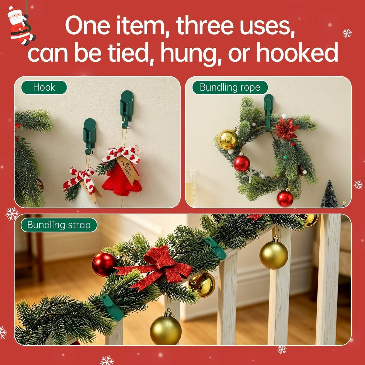 📢📢50% OFF !! ⏰ Silicone Christmas Wreath Ties & Hooks (5 Pcs) – Secure Your Wreaths & Garlands with Ease🎅