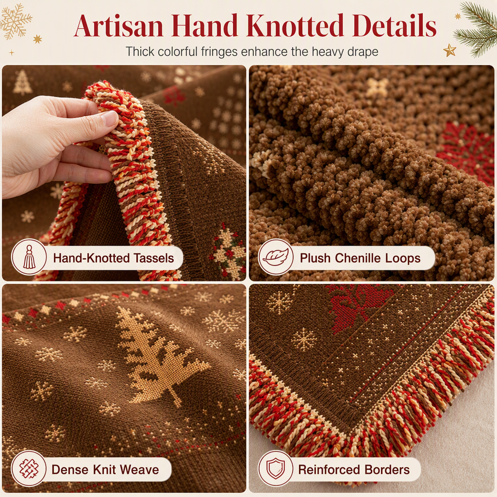 ⏳Time-Limited Special⏰🐱🛋️🎄 Thickened Christmas Chenille Sofa Cover – Full Coverage Cat Scratch & Stain Resistant Couch Slipcover ✨