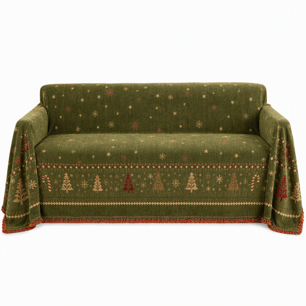 ⏳Time-Limited Special⏰🐱🛋️🎄 Thickened Christmas Chenille Sofa Cover – Full Coverage Cat Scratch & Stain Resistant Couch Slipcover ✨