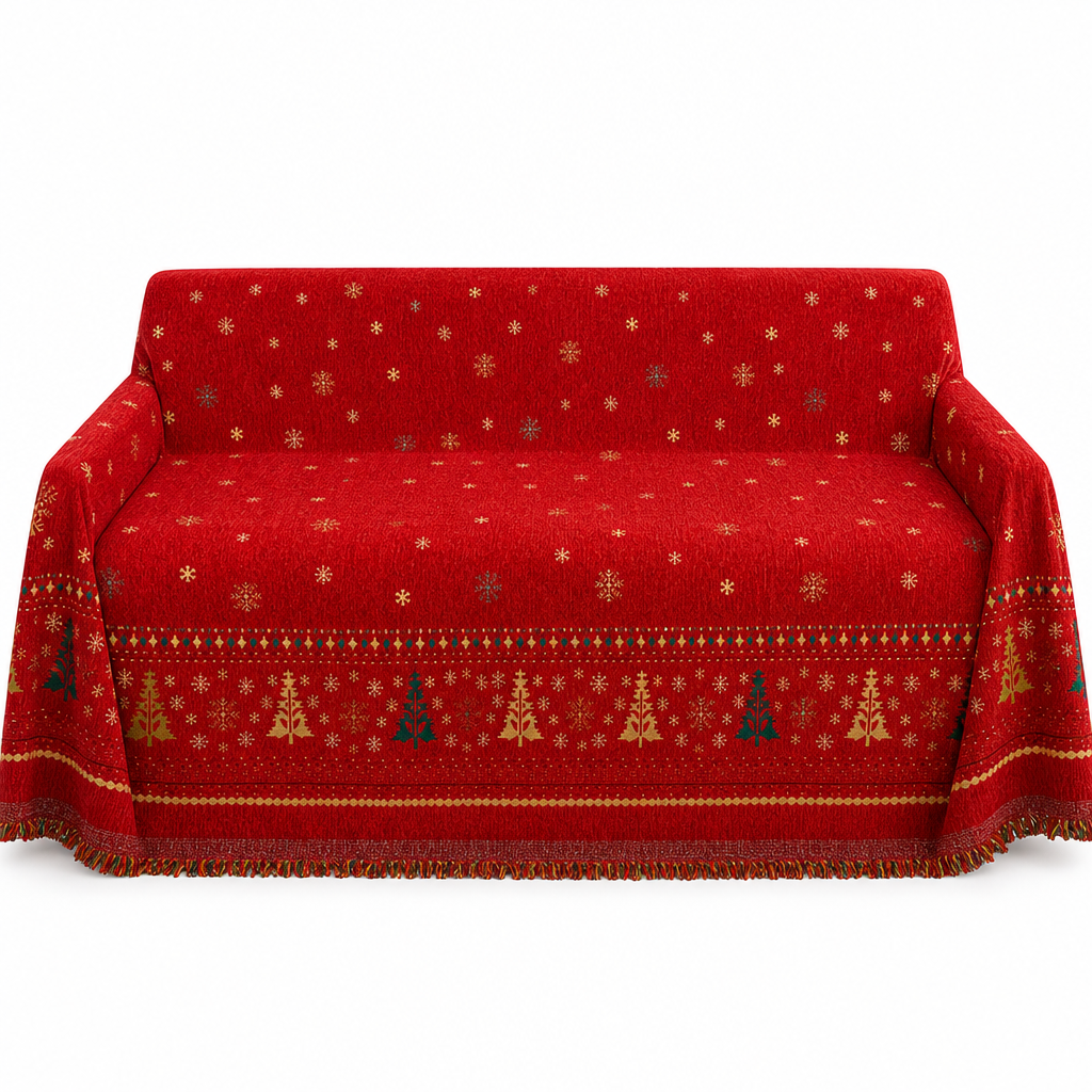 ⏳Time-Limited Special⏰🐱🛋️🎄 Thickened Christmas Chenille Sofa Cover – Full Coverage Cat Scratch & Stain Resistant Couch Slipcover ✨