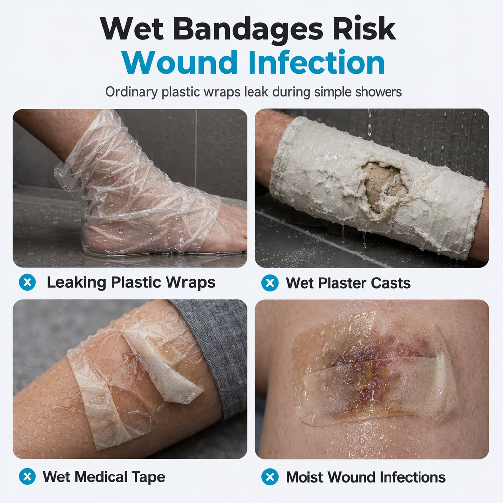 Waterproof Cast and Bandage Protector for Shower Reusable Protective Sleeve for Adult Hand Arm Foot Leg Fractures Injuries and PICC Lines