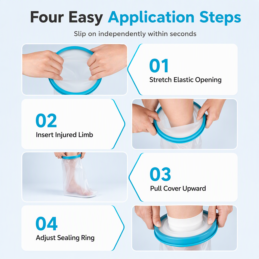 Waterproof Cast and Bandage Protector for Shower Reusable Protective Sleeve for Adult Hand Arm Foot Leg Fractures Injuries and PICC Lines
