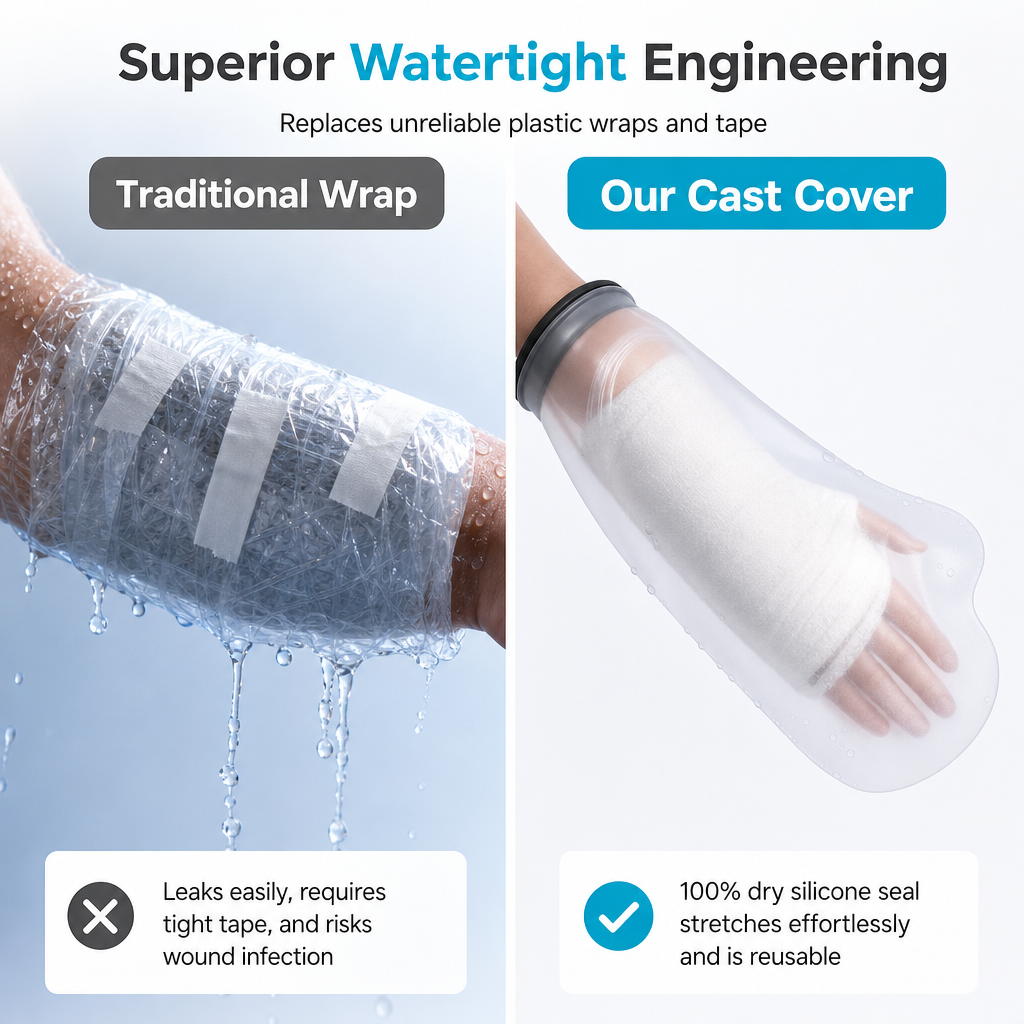 Waterproof Cast and Bandage Protector for Shower Reusable Protective Sleeve for Adult Hand Arm Foot Leg Fractures Injuries and PICC Lines