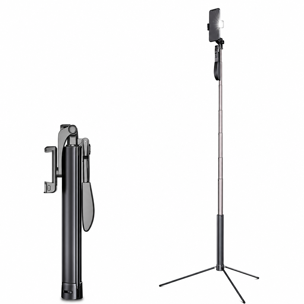 Extendable Selfie Stick Tripod with Bluetooth Remote Control and Handheld Phone Gimbal Stabilizer for Live Streaming and Photography