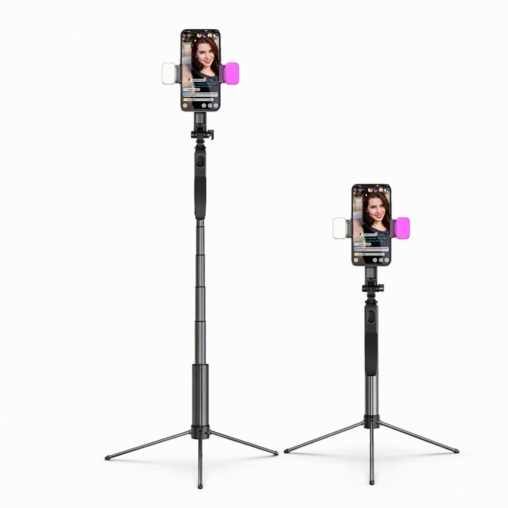 Extendable Selfie Stick Tripod with Bluetooth Remote Control and Handheld Phone Gimbal Stabilizer for Live Streaming and Photography