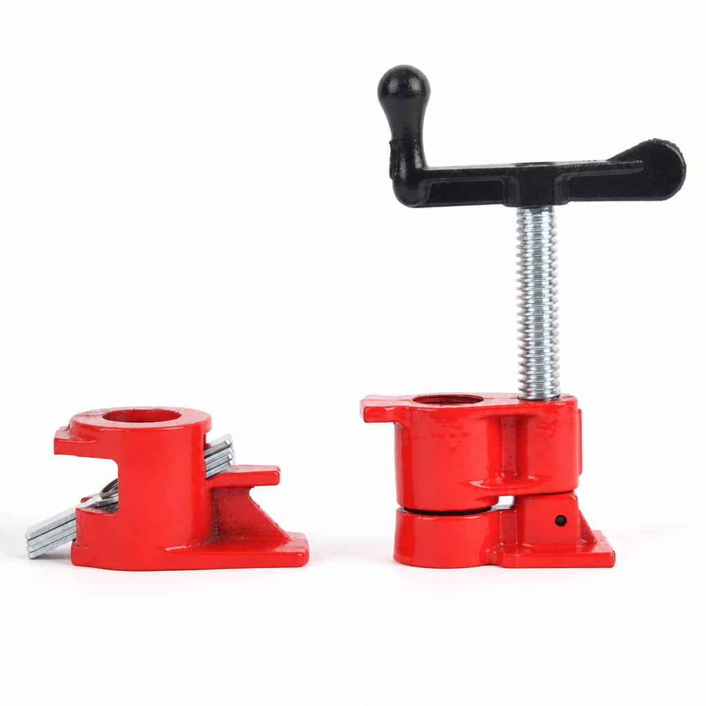 Heavy Duty Woodworking Pipe Clamp Fixture for 1/2 Inch and 3/4 Inch Pipes Steel Pipe Clamp Tool for Wood Gluing and Clamping