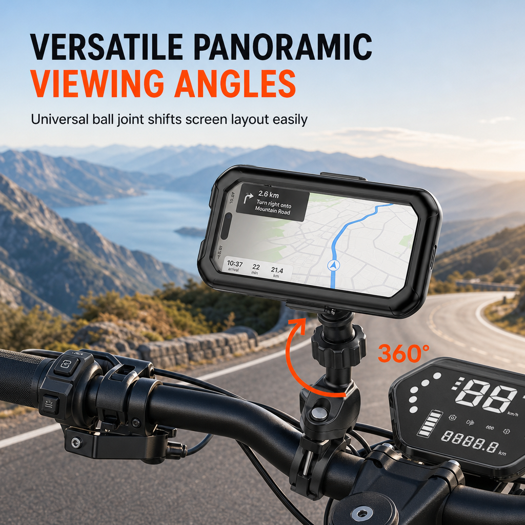 🚲 LIMITED-TIME 50% OFF! ⚡ Waterproof Bike & Motorcycle Phone Holder – IPX6, Touchable, 360° Rotation ✨