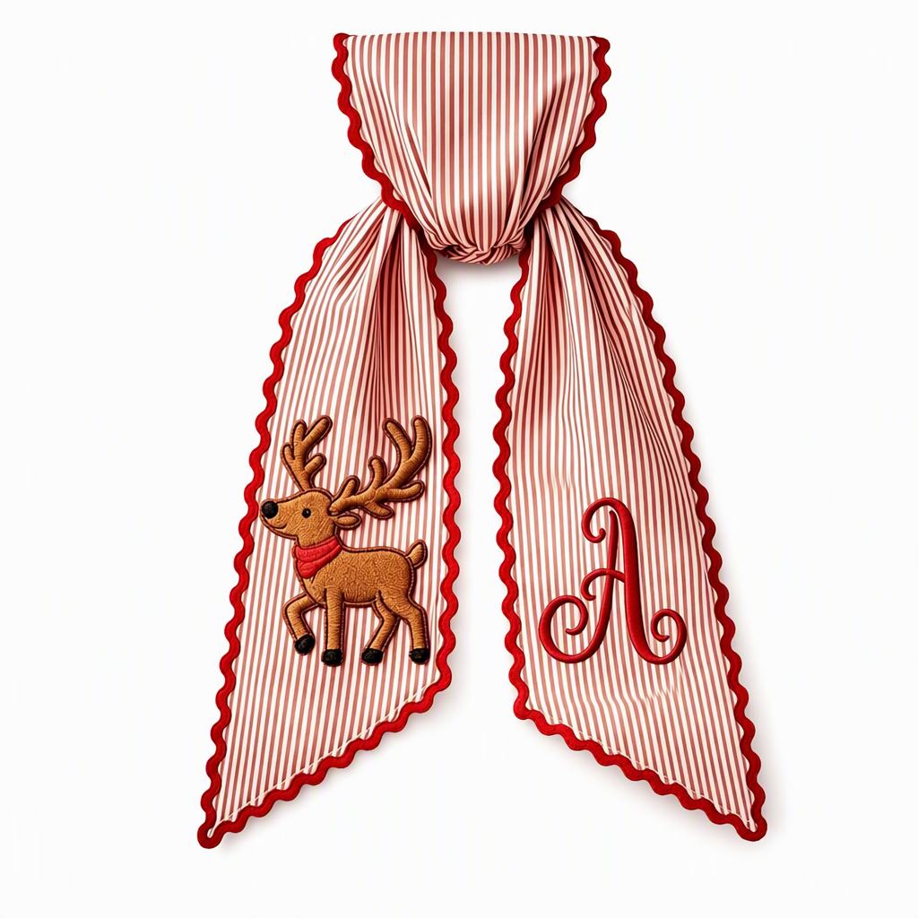 Vintage Santa Claus Printed Ribbon Bow for Christmas Wreath and Door Hanging Decoration Holiday Streamer Bowknot