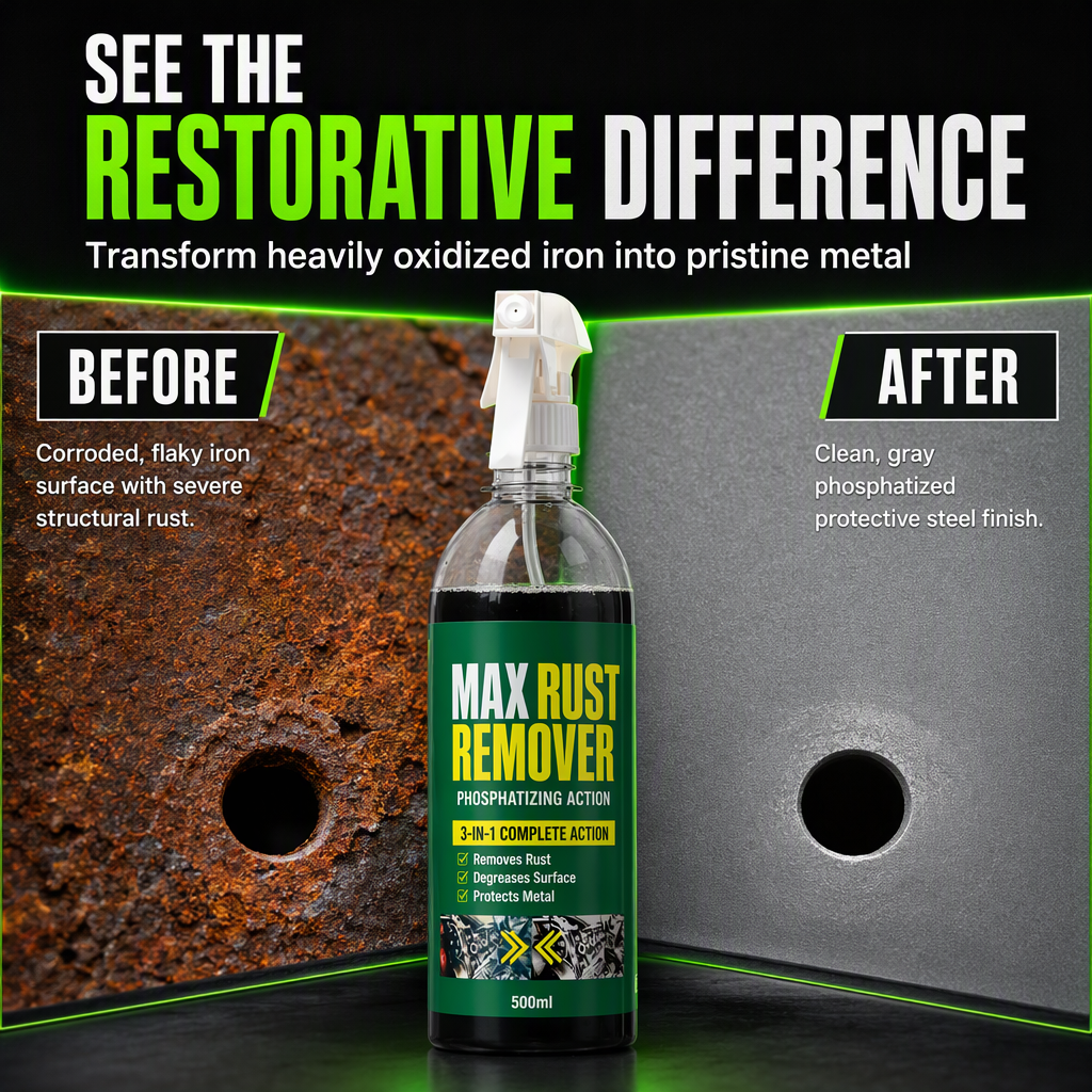 3 in 1 Rust Remover and Phosphating Agent for Metal Parts 500ml with Spray Nozzle to Remove Grease and Rust and Form a Rustproof Protective Film
