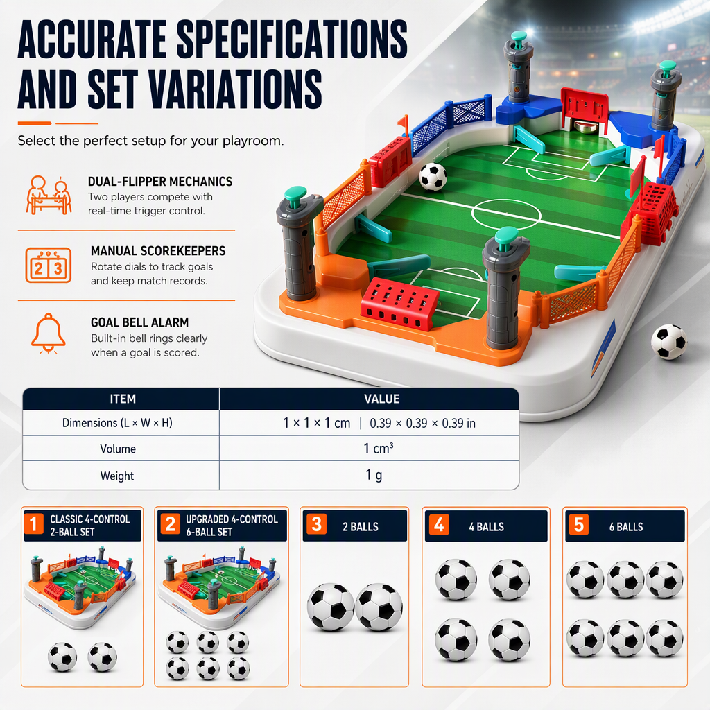 2 Player Battle Tabletop Soccer Game Interactive Table Football Board Toy for Kids