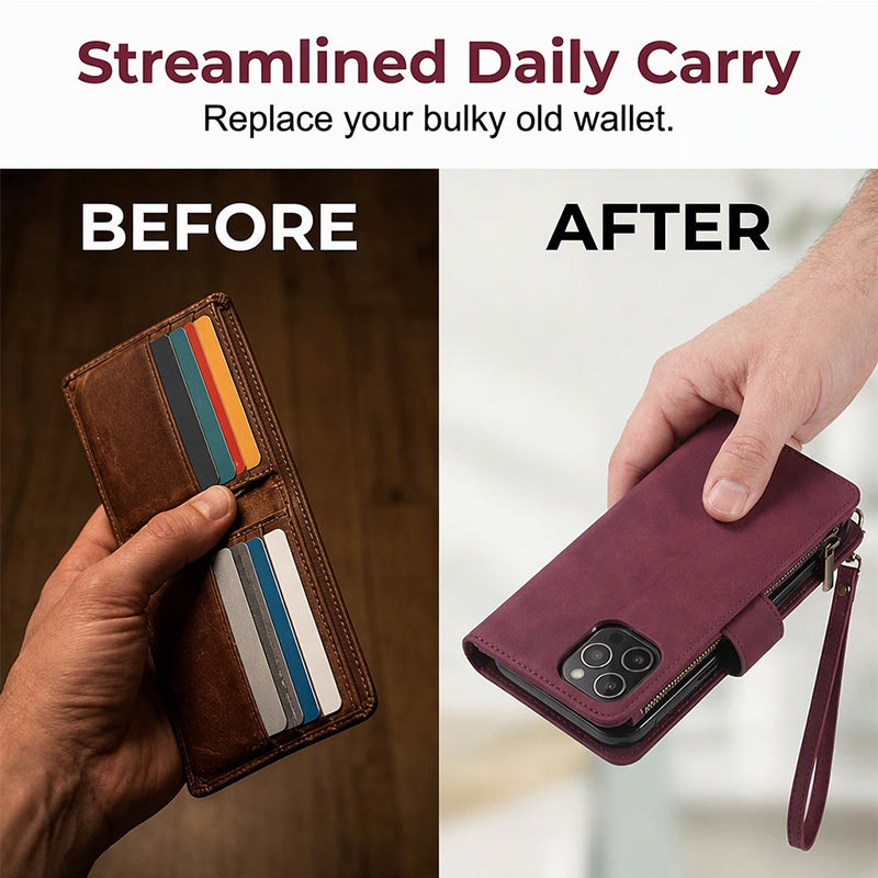 2-in-1 Magnetic PU Leather Wallet Case