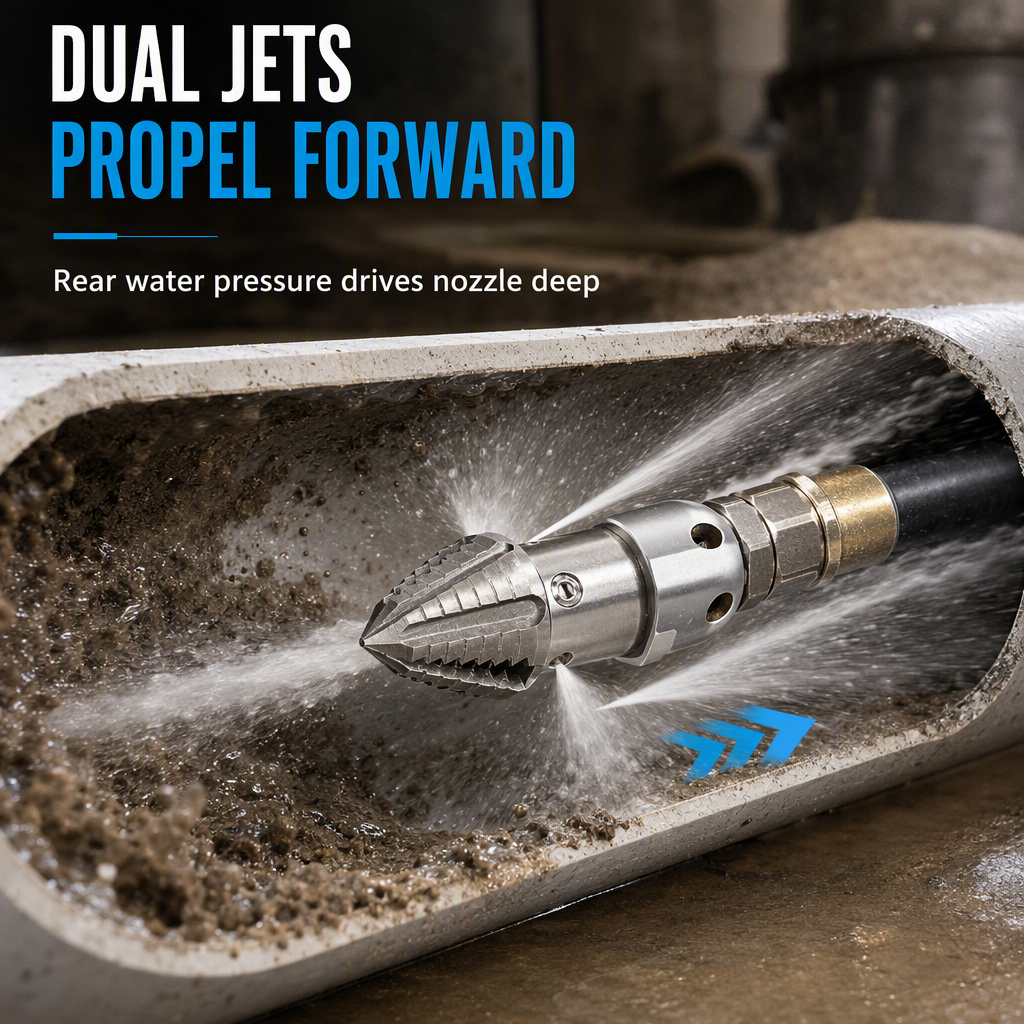 📢📢50% OFF !! ⏰High Pressure Sewer Jetter Nozzle Pagoda Shape Pipe Dredging and Cleaning Nozzle