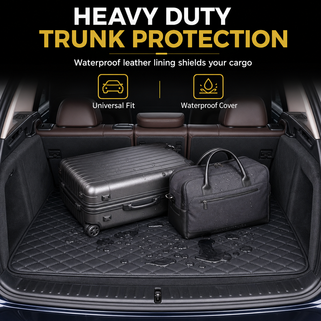 Universal PVC Leather Car Trunk Mat Cargo Liner for Sedans and SUVs Easy to Clean 100x70cm