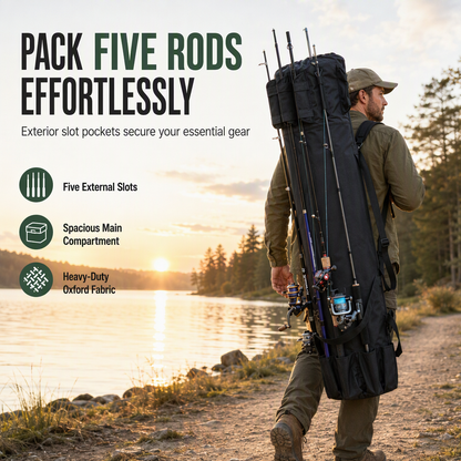 📢📢50% OFF !! ⏰Folding Cylindrical Fishing Rod Bag Drawstring Fishing Tackle Storage Carrier for Reservoir and Lure Fishing