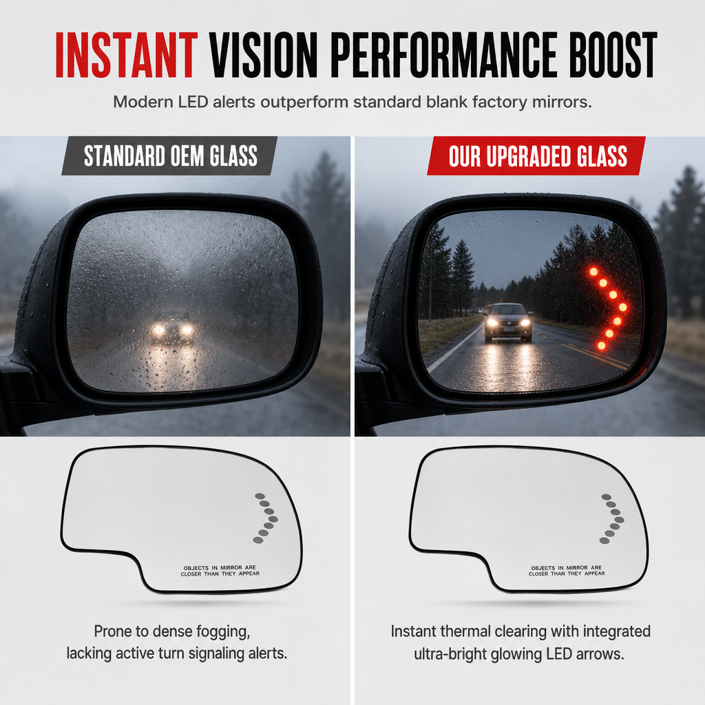 📢📢50% OFF !! ⏰Heated Side Rear View Mirror Glass Replacement with LED Turn Signal Light for or Passenger Side🚗⬅️➡️
