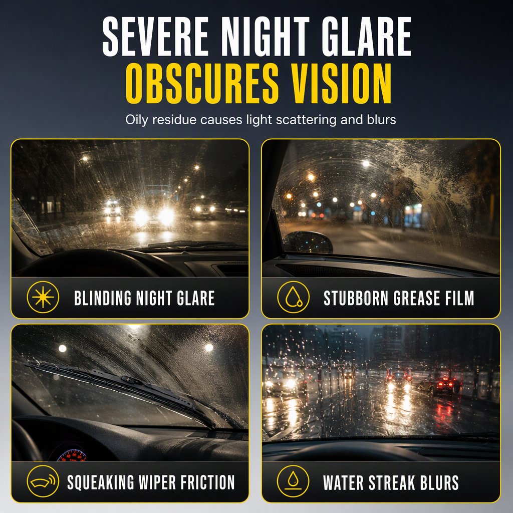 📢📢50% OFF !! ⏰Car Glass Oil Film Remover Spray Powerful Windshield Decontamination and Bug Residue Cleaner for Clear Driving Vision