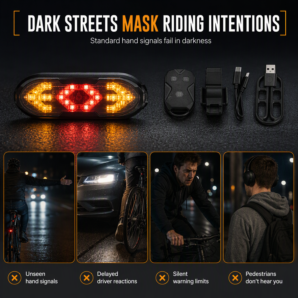 Bicycle Remote Control Turn Signal Taillight with Horn Warning Light for Road and Mountain Bikes