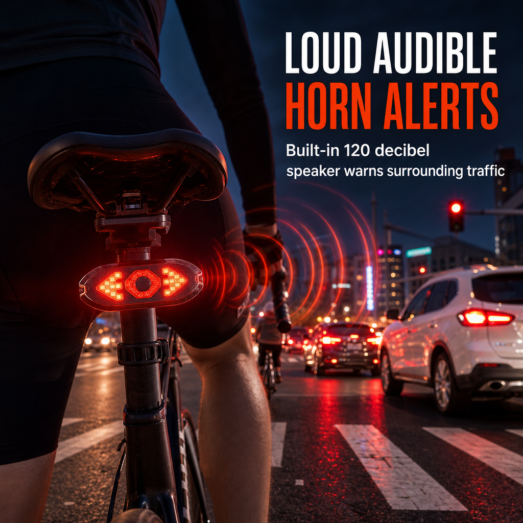 Bicycle Remote Control Turn Signal Taillight with Horn Warning Light for Road and Mountain Bikes