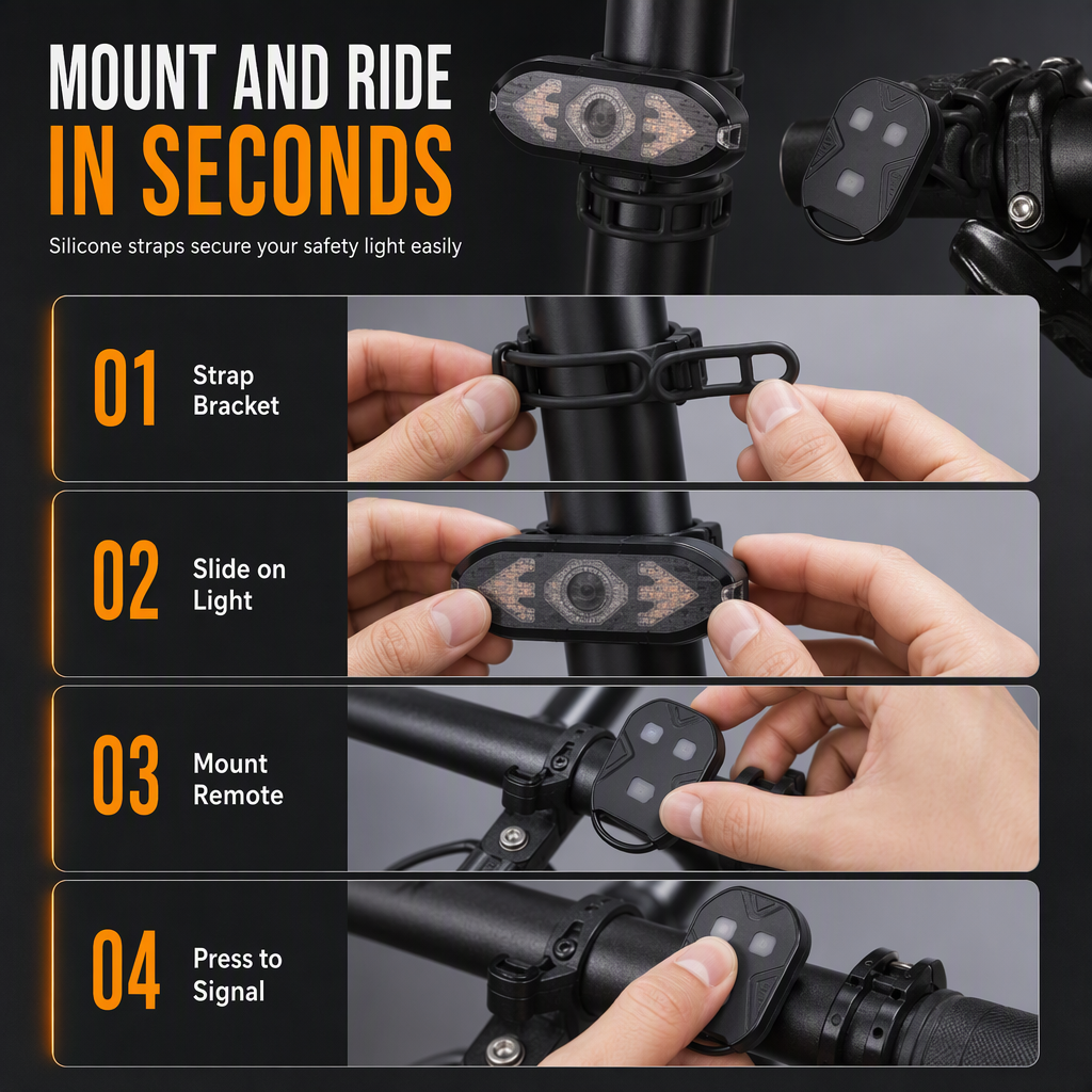 Bicycle Remote Control Turn Signal Taillight with Horn Warning Light for Road and Mountain Bikes