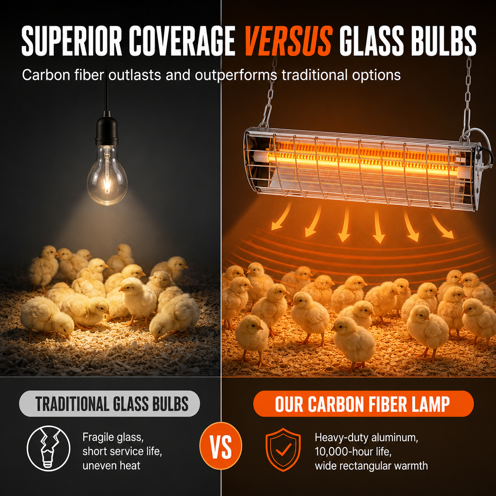 📢📢50% OFF !! ⏰400W Rectangular Carbon Fiber Brooding Heating Lamp for Chicken Coop Chicks Piglets and Calves