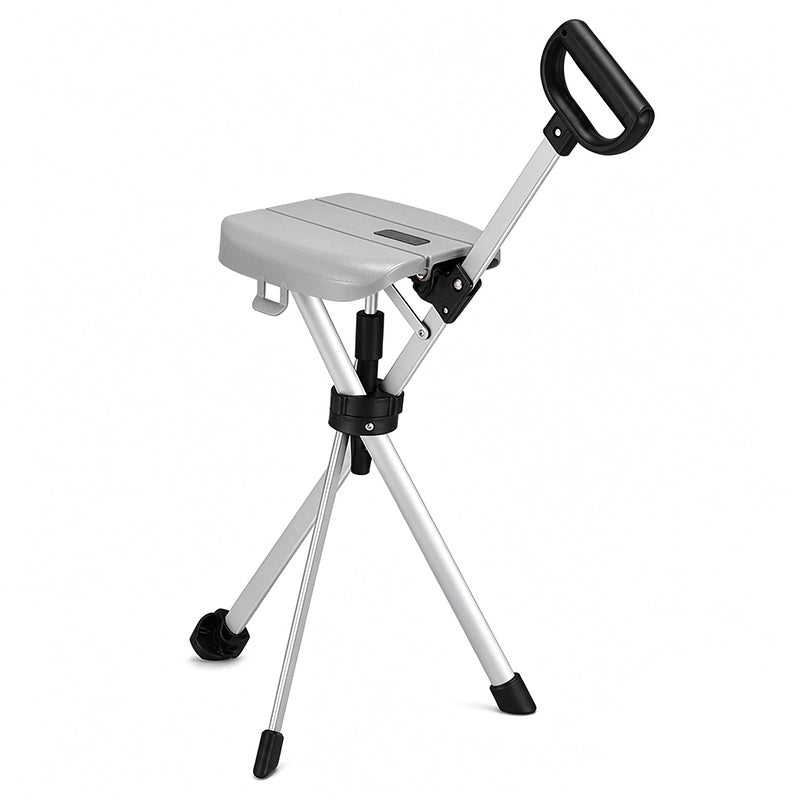 Portable Folding Cane Chair with Seat Non Slip Walking Stick Stool for Seniors Outdoor Hiking