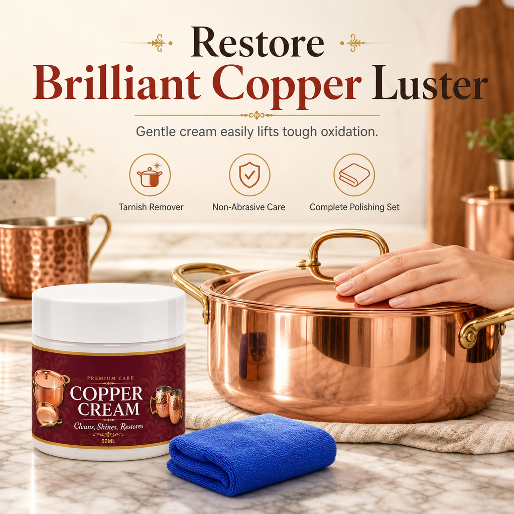 Copper Cleaning Paste 50ml with Towel Set for Copper Pots Cups and Kitchenware Polishing and Oxidation Removal Care